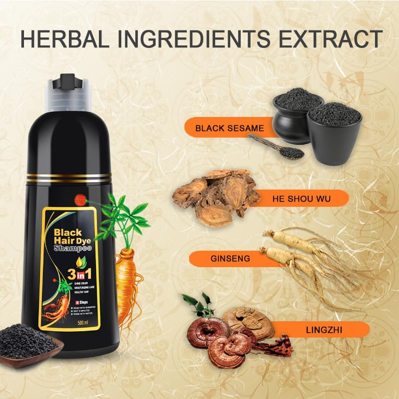 3-in-1 Instant Black Hair-Dye Shampoo