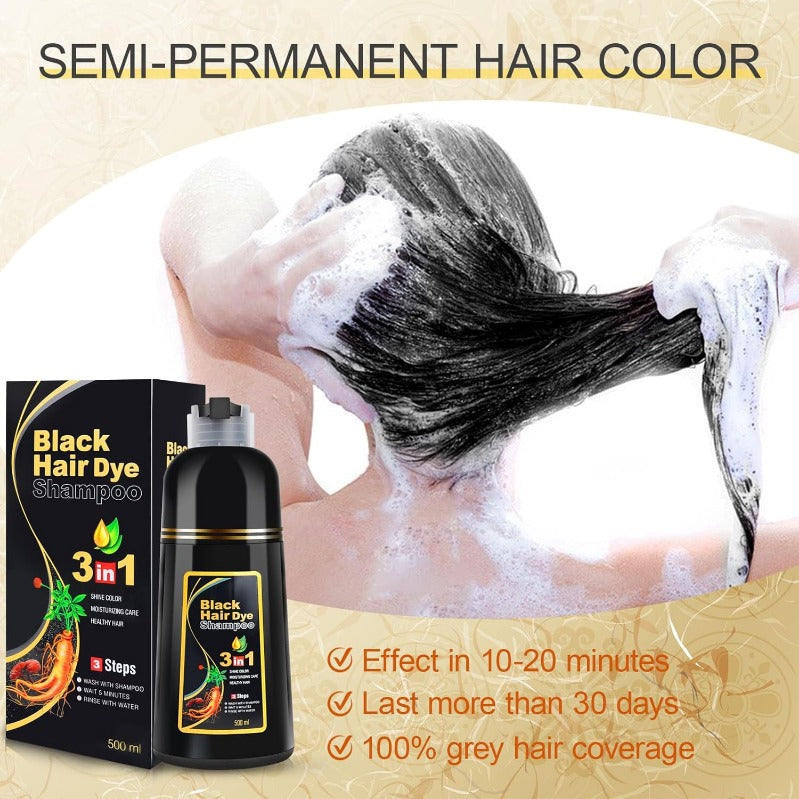 3-in-1 Instant Black Hair-Dye Shampoo